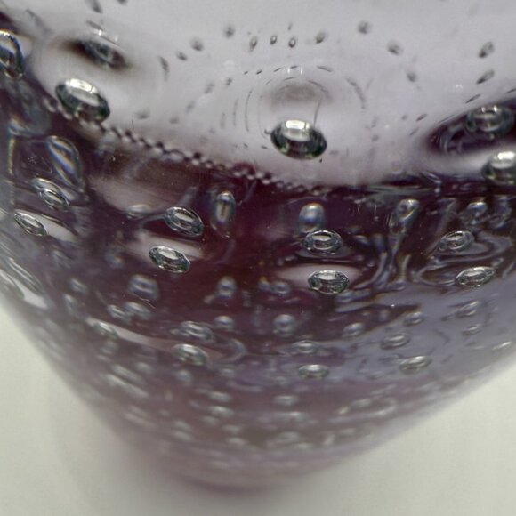 Vintage Hand Blown Controlled Bubble Cranberry Glass Vase - Picture 8 of 8